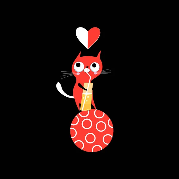 Χαιρετισμός διάνυσμα ευχετήρια κάρτα με μια γάτα στην αγάπη — Διανυσματικό Αρχείο