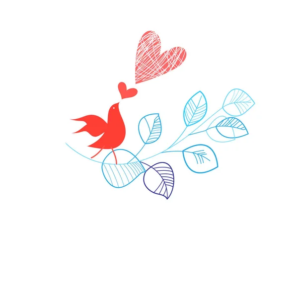 Праздничная Открытка Влюбленной Птицей Белом Фоне — стоковый вектор