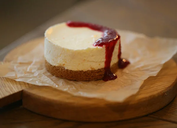 Helles Makro Foto Köstliches Süßkäse Dessert Auf Dem Tisch — Stockfoto