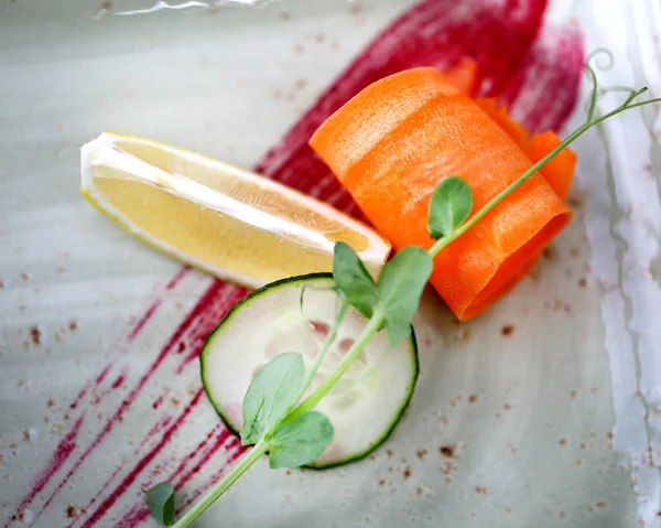 Makro havuç ve limon bir restoran snack fotoğrafı