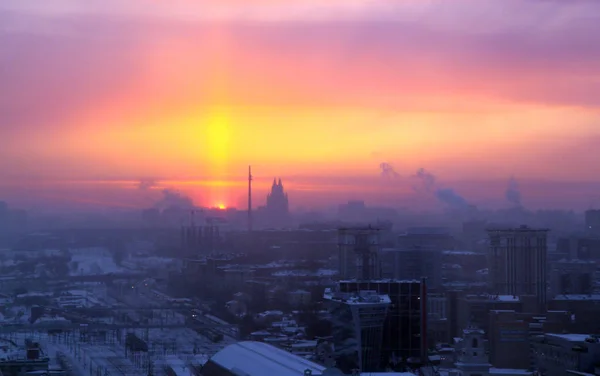 Photo of a beautiful retro sunset background in Moscow top view
