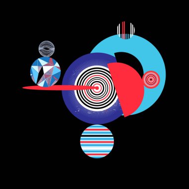 Geometrik vektör yuvarlak elemanları ile çok renkli arka plan