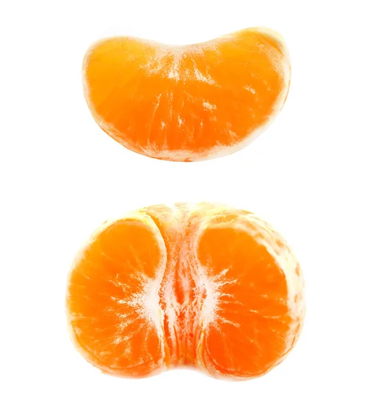 Foto Una Deliciosa Macro Corte Mandarina Sobre Fondo Blanco — Foto de Stock