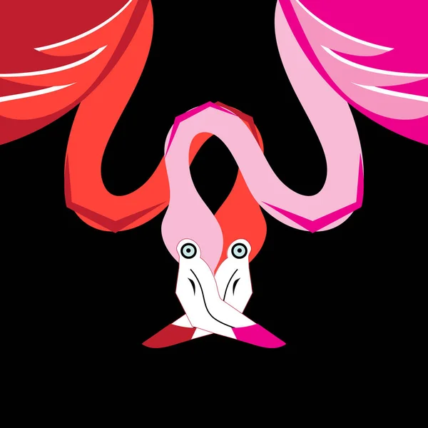 Graphics Mooie Wonder Portretten Van Flamingo Een Donkere Achtergrond — Stockvector