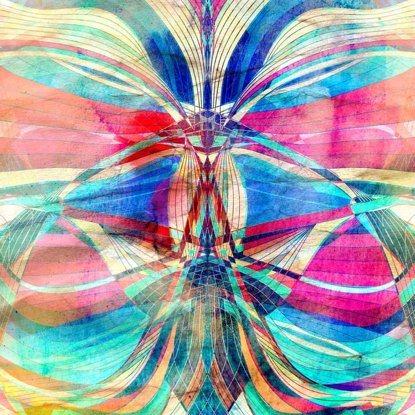 Aquarelle Abstraite Fond Lumineux Avec Différents Éléments Onde Colorés — Photo