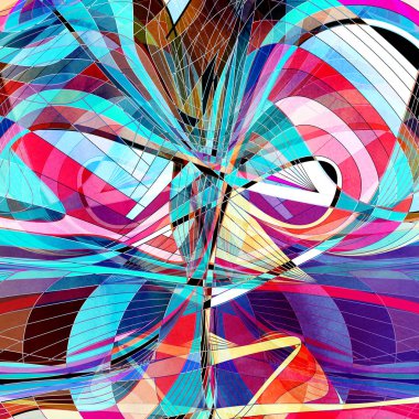 Farklı renkli dalga elemanları ile soyut suluboya parlak arka plan