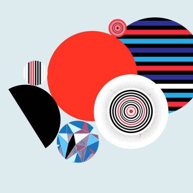 Geometrik vektör yuvarlak elemanları ile çok renkli arka plan