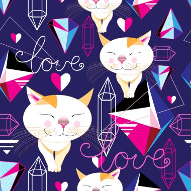 Aşık kedi komik seamless modeli
