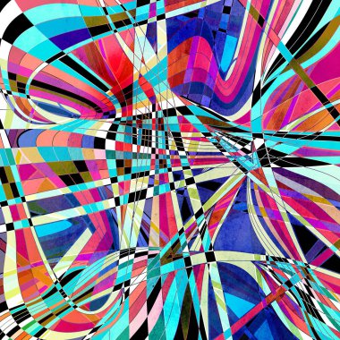 Farklı renkli dalga elemanları ile soyut suluboya parlak arka plan