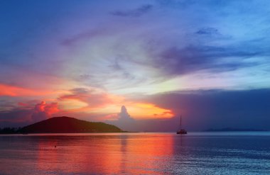 Fotoğraf arka plan manzara günbatımı denizde