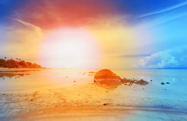 Foto Bakgrund Landskap Solnedgången Vid Havet — Stockfoto