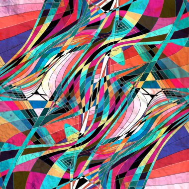 Farklı renkli dalga elemanları ile soyut suluboya parlak arka plan