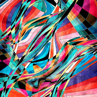 Farklı renkli dalga elemanları ile soyut suluboya parlak arka plan