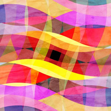 Farklı renkli dalga elemanları ile soyut suluboya parlak arka plan