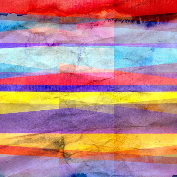 Ακουαρέλα Τέχνη Αφηρημένες Γεωμετρικό Υπόβαθρο Ρετρό Χρώμα Ρίγες — Φωτογραφία Αρχείου