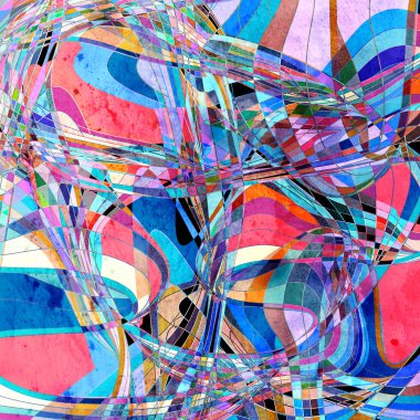 Farklı renkli dalga elemanları ile soyut suluboya parlak arka plan