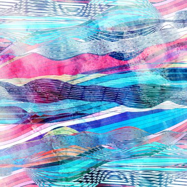 Soyut renkli arka plan ile dalgalı öğeleri