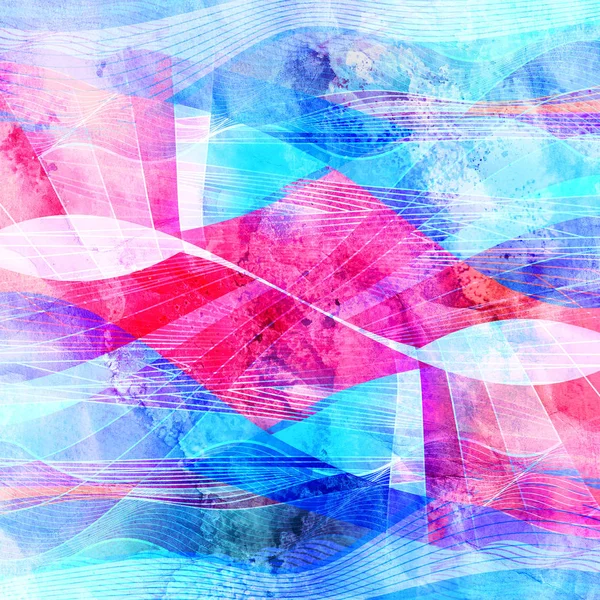 Abstraktes Aquarell Heller Hintergrund Mit Verschiedenen Bunten Wellenelementen — Stockfoto