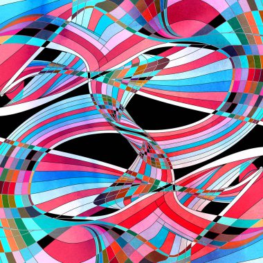 Farklı renkli dalga elemanları ile soyut suluboya parlak arka plan