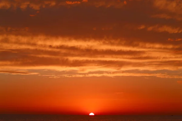 Super Vacker Solnedgång Havet Höstkväll — Stockfoto