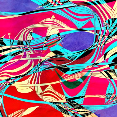 Farklı renkli dalga elemanları ile soyut suluboya parlak arka plan