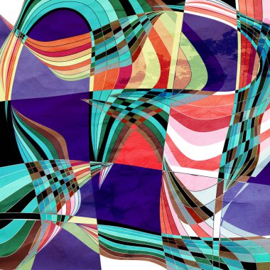 Farklı renkli dalga elemanları ile soyut suluboya parlak arka plan