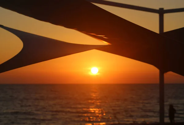 Magnífico Pôr Sol Mar Uma Noite Quente Outono Ensolarada — Fotografia de Stock