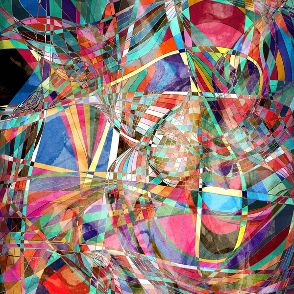 Aquarelle Abstraite Fond Lumineux Avec Différents Éléments Onde Colorés — Photo