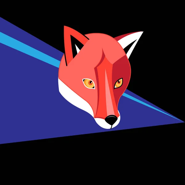 在黑暗的背景上的红色狐狸的向量明亮的颜色纵向图表 — 图库矢量图片