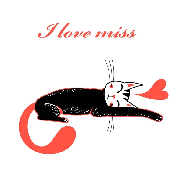 Вітальна Листівка Смішні Кішки День Святого Валентина Світлому Фоні — стоковий вектор