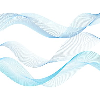 Soyut yeni mavi güzel vektör dalga satırları beyaz arka plan üzerinde