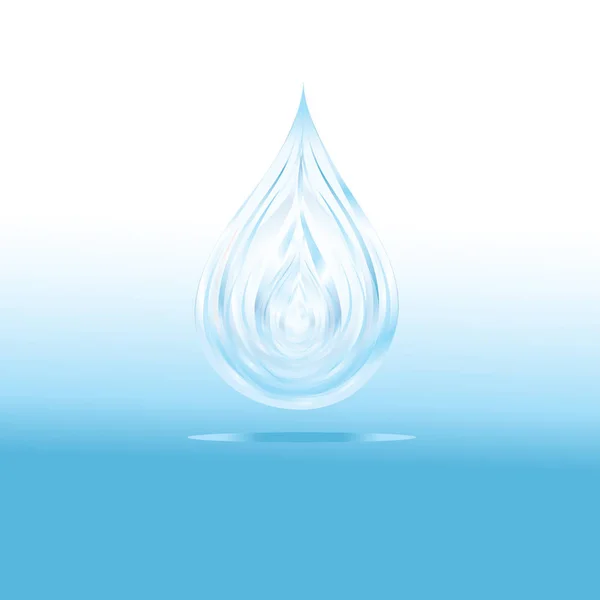 Helder Blauwe Druppel Water Een Lichte Achtergrond Een Voorbeeld Voor — Stockvector