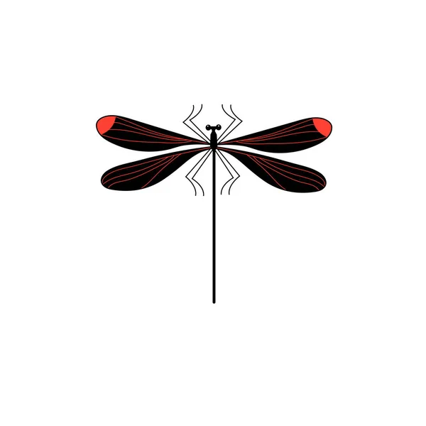 Vector Symbool Van Geïsoleerde Dragonfly Ondertekenen Een Witte Achtergrond — Stockvector