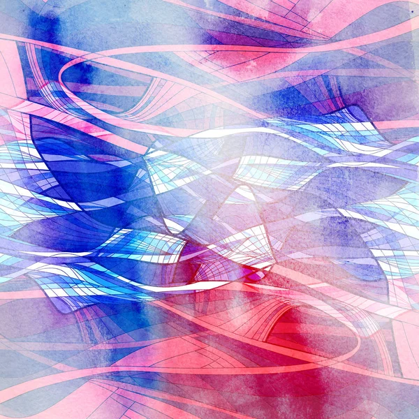 Абстрактный акварельный фон с различными волнистыми элементами — стоковое фото