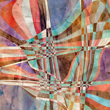 Farklı renk dalgalı elemanları ile parlak suluboya retro arka plan