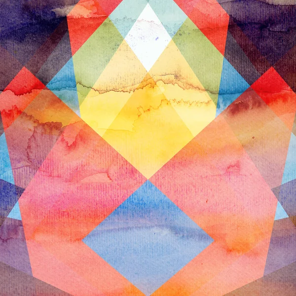 抽象的な水彩背景オブジェクトの幾何学的な色と面白い形 — ストック写真
