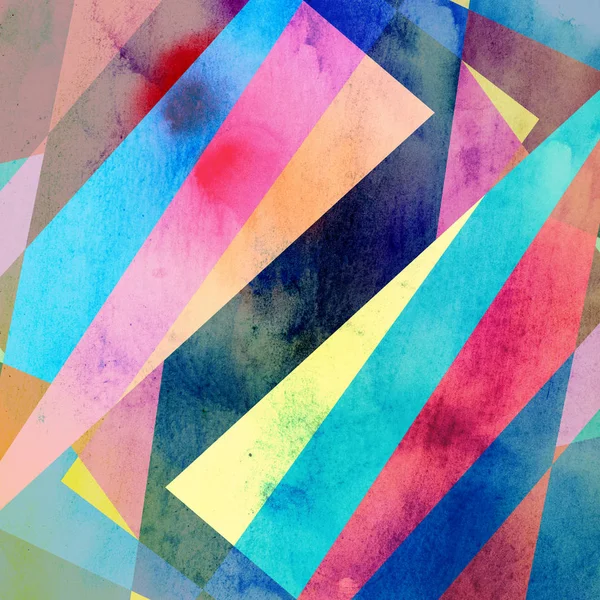 Abstract Aquarel Achtergrond Met Geometrische Kleurobjecten Interessante Vormen — Stockfoto