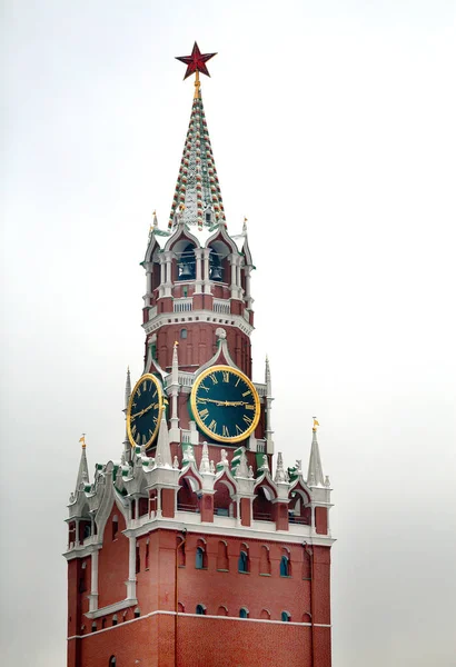 Voorraad Foto Kremlin Van Moskou Toren Met Ster Winter — Stockfoto