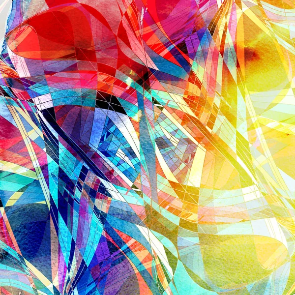 Diseño Abstracto Brillante Multicolor Acuarela Elementos Ondulados —  Fotos de Stock