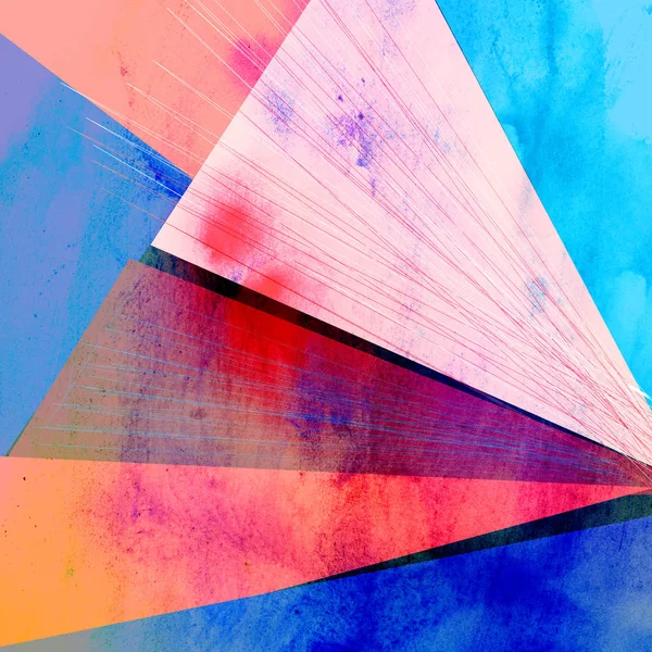 Abstrakter Mehrfarbiger Aquarell Hintergrund Mit Verschiedenen Geometrischen Formen — Stockfoto
