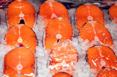 Güzel kırmızı taze balık makro vitrin'fotoğrafı