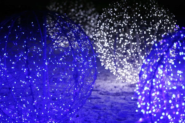 Photo Beautiful Macro Blue Bright Lighting New Year — Stock Photo, Image