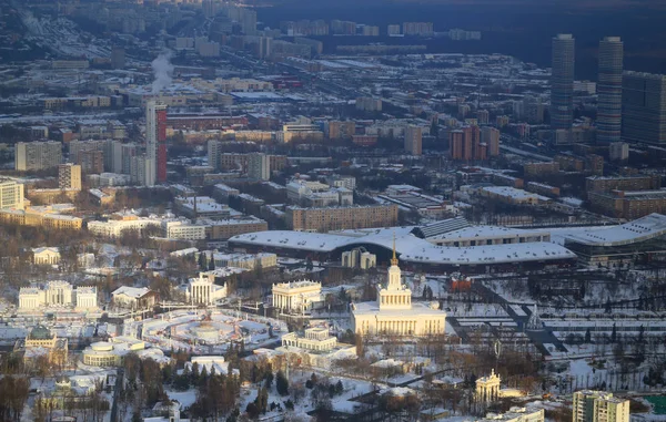 Bela Foto Inverno Moscovo Panorama Com Marcos Cima Pôr Sol — Fotografia de Stock