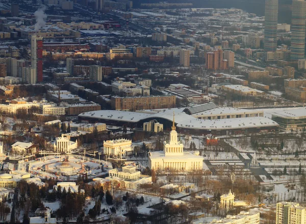 Bela Foto Inverno Moscovo Panorama Com Marcos Cima Pôr Sol — Fotografia de Stock