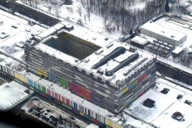 Fotoğraf süper güzel üstten görünüm kışın Moskova'da bir televizyon istasyonu