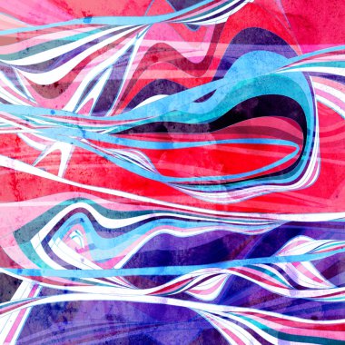 Çok renkli arka plan ile farklı geometrik öğeleri ve binalar