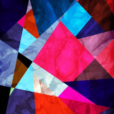 Suluboya arka plan geometrik renk nesneleri ve ilginç şekillerle