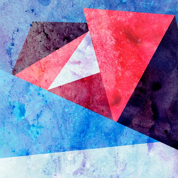 Farklı geometrik renk nesnelerle suluboya arka plan