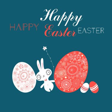 Yumurta ve bir tavşan ile şenlikli Paskalya kartı