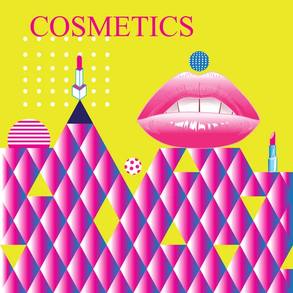 Heldere poster mode cosmetica reclame retro stijl — Stockvector